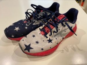 Brooks Launch shoes, blue and white stars